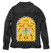 BLOOM AND FLUTTER DRAGONFLY by IndySign, printed on a hand-made Unisex Denim Jacket