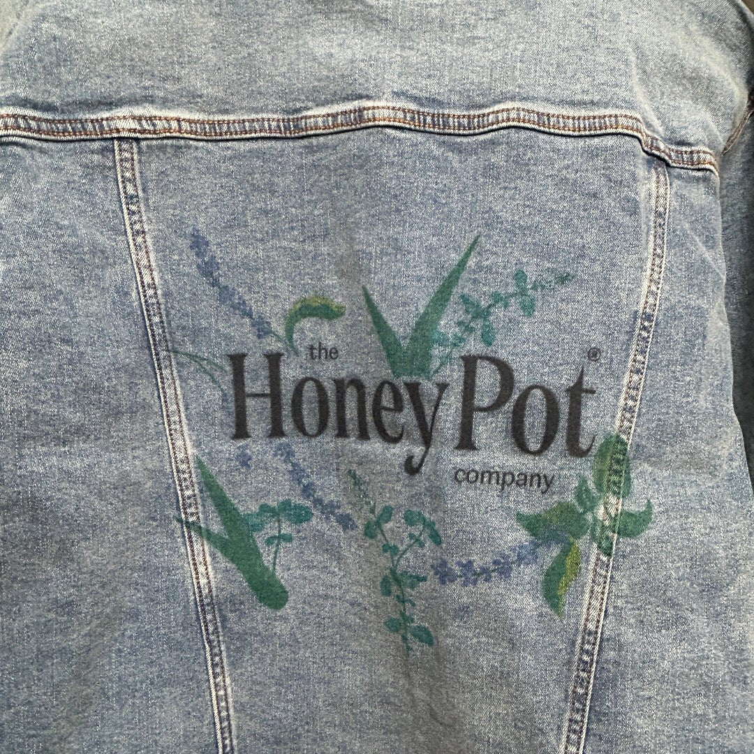 AS - IS. 5. "Honey Pot." ONE - OF - ONE. Printed Denim Jacket — 2XL / Stonewashed custom denim jacket by DenimINK