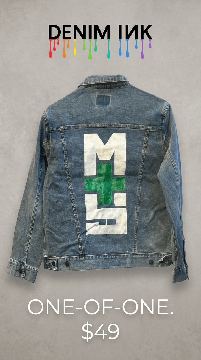 AS - IS. 8. M+S. ONE - OF - ONE. Printed Denim Jacket — Medium / Stonewashed custom denim jacket by DenimINK