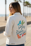 BORN OF SUN AND SEA by IndySign, printed on a hand-made Unisex Denim Jacket