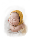 BABY YELLOW HAT by RAMIR DESIGNS, digitally printed on a hand-made Unisex Denim Jacket