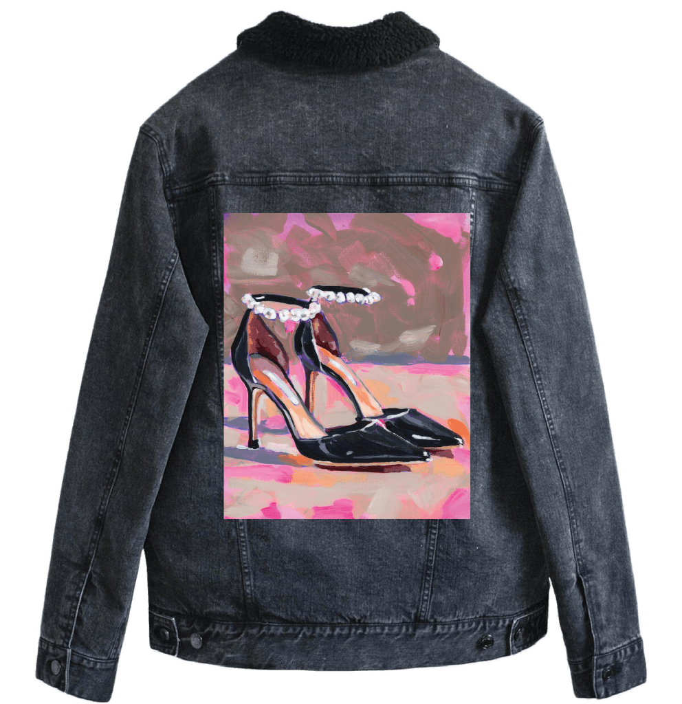BLACK PEARL HIGH HEEL by PAIGE FLOTTERUD custom denim jacket by DenimINK