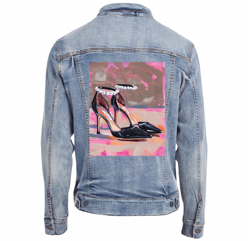 BLACK PEARL HIGH HEEL by PAIGE FLOTTERUD custom denim jacket by DenimINK