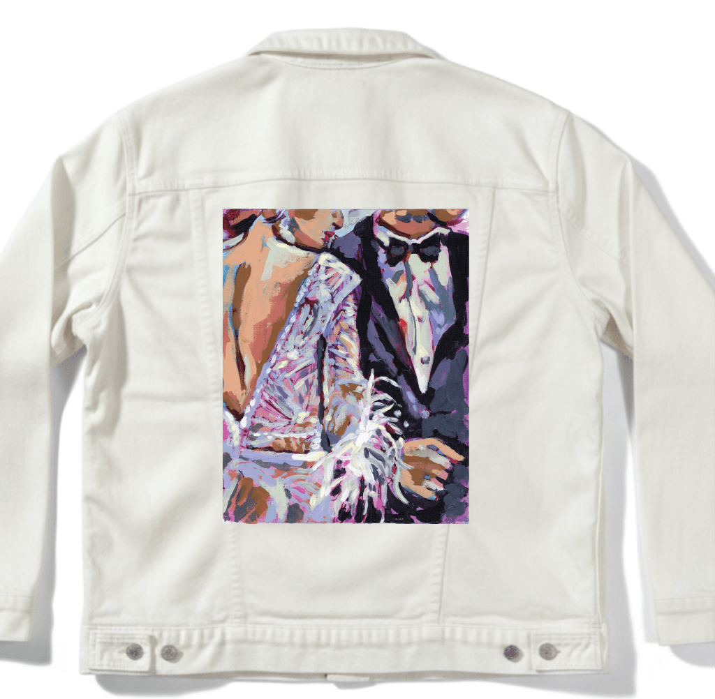 BRIDE AND GROOM by PAIGE FLOTTERUD custom denim jacket by DenimINK