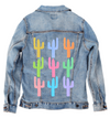 CACTUS GARDEN by HEND SHEHATA, digitally printed on a hand-made Unisex Denim Jacket