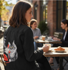 Cat on the Phone by Amelie Legault, printed on a hand-made Unisex Denim Jacket