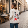 Cat on the Phone by Amelie Legault, printed on a hand-made Unisex Denim Jacket