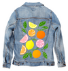 CITRUS BLOOM by HEND SHEHATA, digitally printed on a hand-made Unisex Denim Jacket