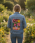 COLORFALL SEASON SHROOMS AND MOTHS by INDYSIGN, printed on a hand-made Unisex Denim Jacket
