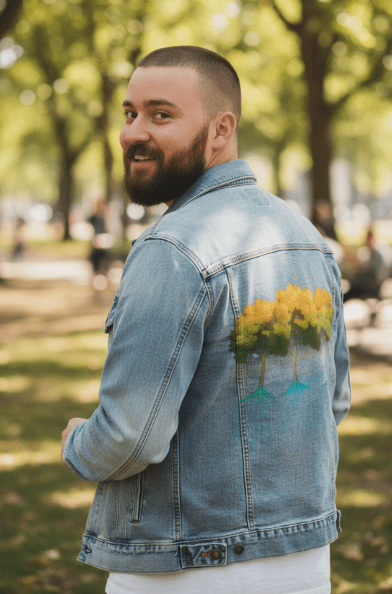 CONNECTION FOREST by TOBE FONSECA, digitally printed on DENIM products: throw pillows, aprons, table place mats, and hand-made Unisex Denim Jackets in 3 color choices CONNECTION FOREST by TOBE FONSECA, digitally printed on DENIM products: throw pillows, aprons, table place mats, and hand-made Unisex Denim Jackets in 3 color choices