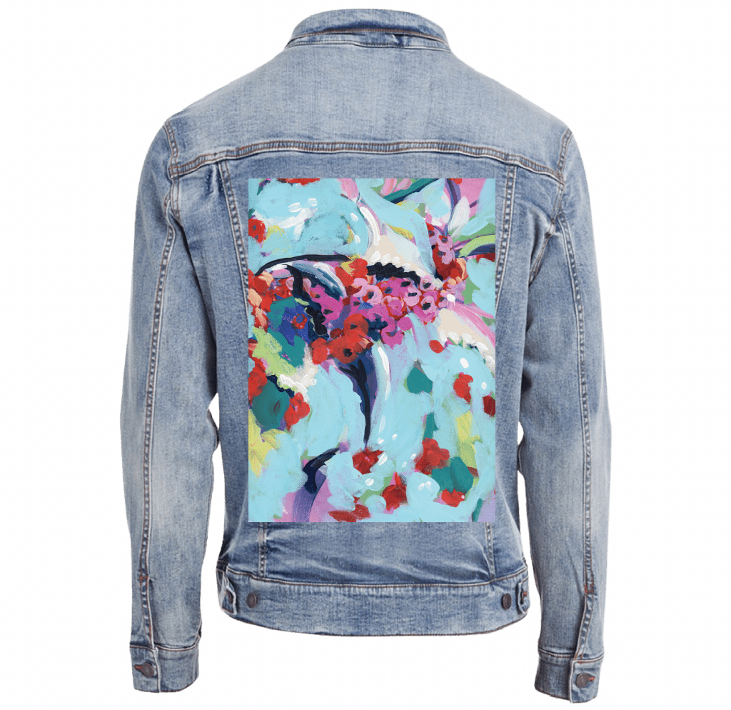 DECEMBER BIRTH FLOWER by PAIGE FLOTTERUD custom denim jacket by DenimINK