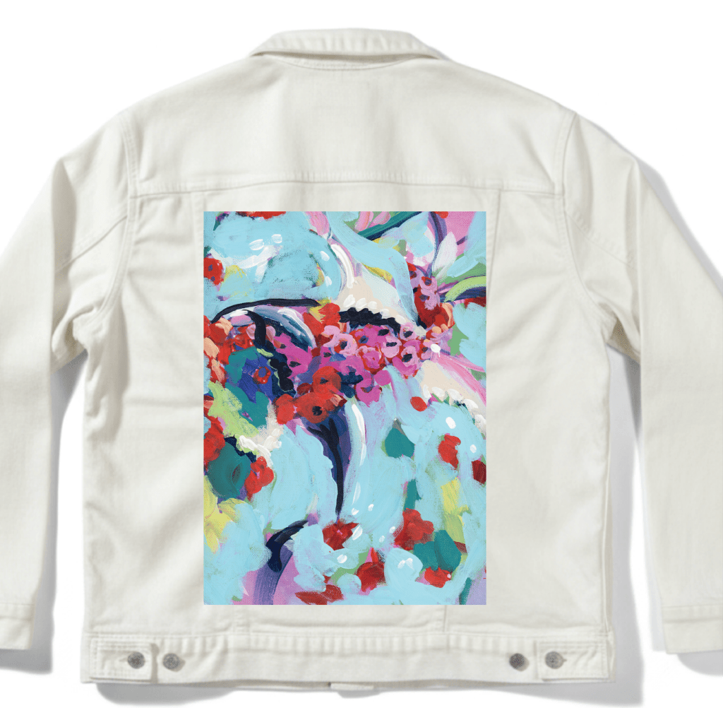 DECEMBER BIRTH FLOWER by PAIGE FLOTTERUD custom denim jacket by DenimINK