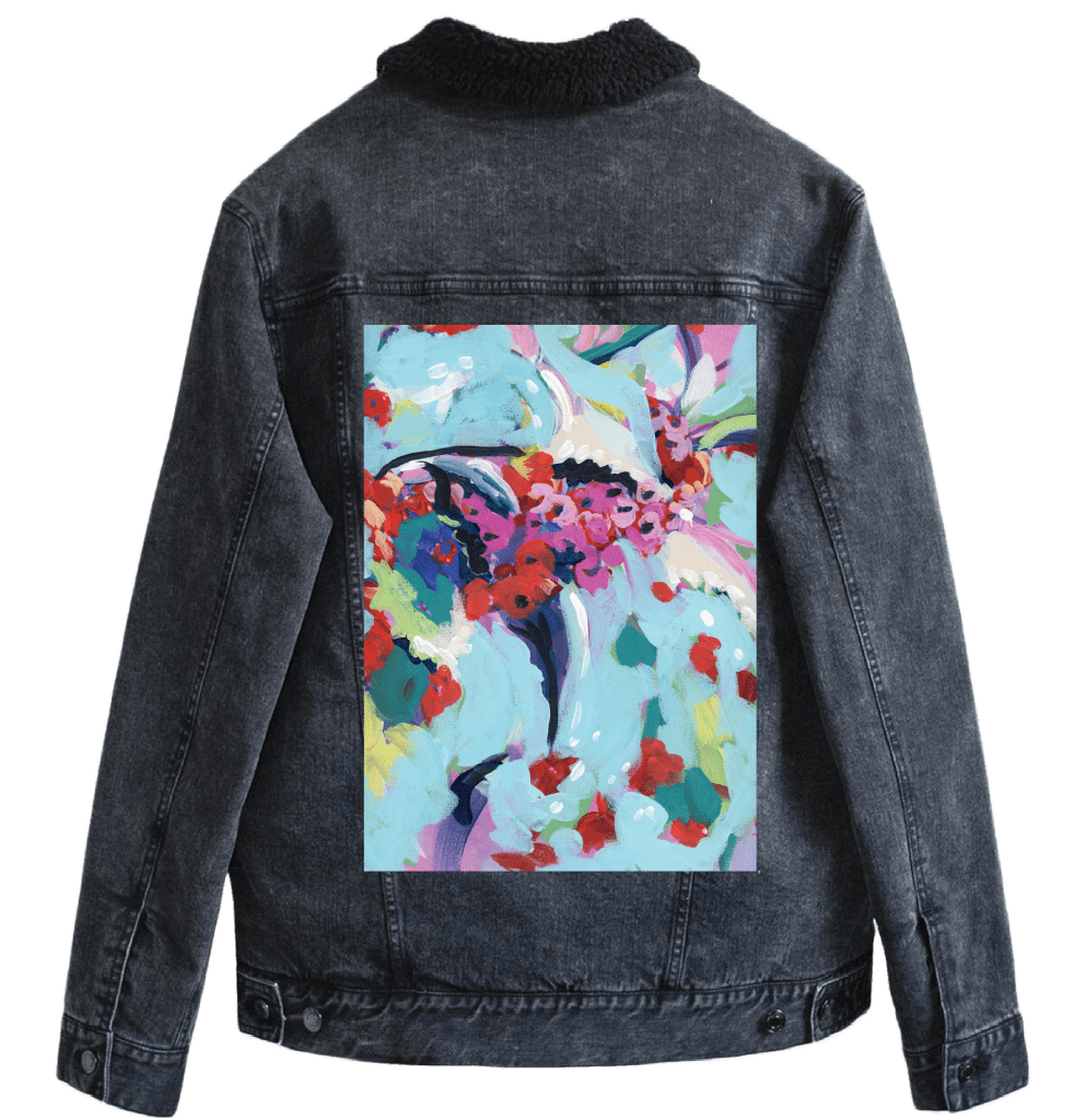 DECEMBER BIRTH FLOWER by PAIGE FLOTTERUD custom denim jacket by DenimINK