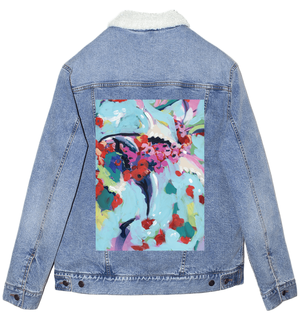 DECEMBER BIRTH FLOWER by PAIGE FLOTTERUD custom denim jacket by DenimINK