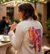 ELIX ABSTRACT by RAMIR DESIGNS, digitally printed on a hand-made Unisex Denim Jacket