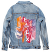 ELIX ABSTRACT by RAMIR DESIGNS, digitally printed on a hand-made Unisex Denim Jacket