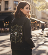 Evil Eye Mandala by CatCoq, printed on a hand-made Unisex Denim Jacket