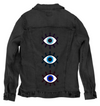 EYES ON YOU by HEND SHEHATA, digitally printed on a hand-made Unisex Denim Jacket