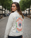 EYE WITHIN THE HEART by HEND SHEHATA, digitally printed on a hand-made Unisex Denim Jacket