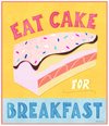 EAT CAKE FOR BREAKFAST by THEARTICSOUL, digitally printed on a hand-made Unisex Denim Jacket