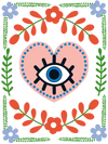 EYE WITHIN THE HEART by HEND SHEHATA, digitally printed on a hand-made Unisex Denim Jacket