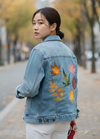 FALL LEAVES by THEARTICSOUL, digitally printed on a hand-made Unisex Denim Jacket