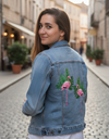 FLAMINGO2 by CECILIA BATTAINI, printed on a hand-made Unisex Denim Jacket