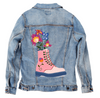 FLORAL BOOTS by THEARTICSOUL, digitally printed on a hand-made Unisex Denim Jacket