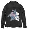 Floral Skull Beauty by Jess Adams, printed on a hand-made Unisex Denim Jacket