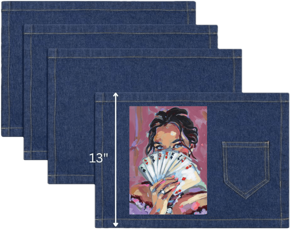 FANNED CARDS by PAIGE FLOTTERUD custom denim jacket by DenimINK