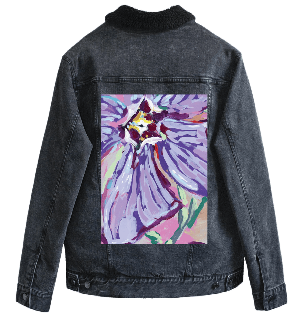 FEBRUARY BIRTH FLOWER by PAIGE FLOTTERUD custom denim jacket by DenimINK