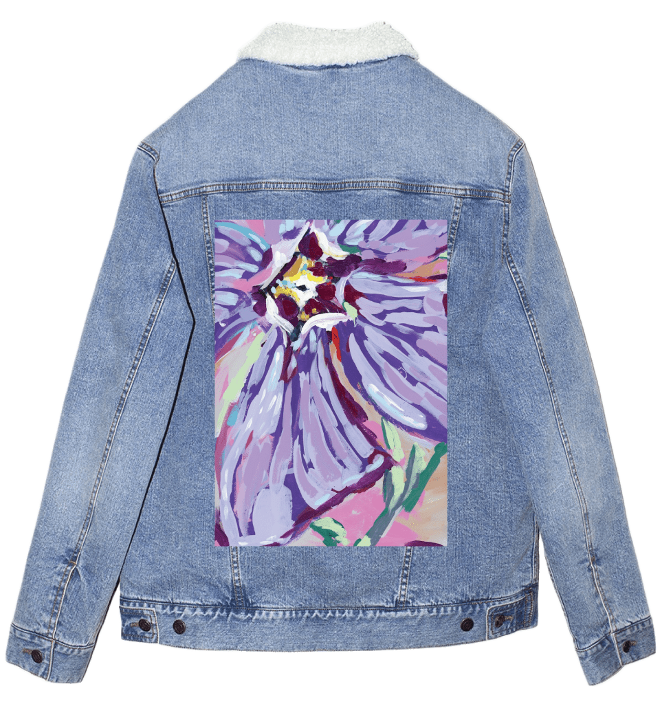 FEBRUARY BIRTH FLOWER by PAIGE FLOTTERUD custom denim jacket by DenimINK
