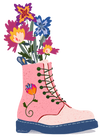 FLORAL BOOTS by THEARTICSOUL, digitally printed on a hand-made Unisex Denim Jacket