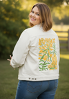 GOLDENROD by KITSCH AND CURATE, digitally printed on a hand-made Unisex Denim Jacket