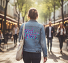 Good Vibes by CatCoq, printed on a hand-made Unisex Denim Jacket
