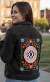 GUARDED by HEND SHEHATA, digitally printed on a hand-made Unisex Denim Jacket