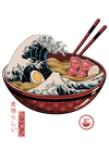 Great Ramen Wave by Vincent Trinidad, printed on a hand-made Unisex Denim Jacket