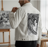 HEART MARBLE B W by RAMIR DESIGNS, digitally printed on a hand-made Unisex Denim Jacket