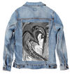 HEART MARBLE B W by RAMIR DESIGNS, digitally printed on a hand-made Unisex Denim Jacket