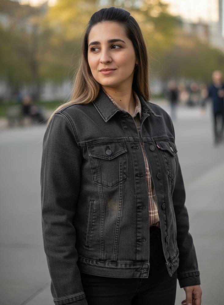 GUARDED by HEND SHEHATA, digitally printed on DENIM products: throw pillows, aprons, table place mats, and hand-made Unisex Denim Jackets in 3 color choices