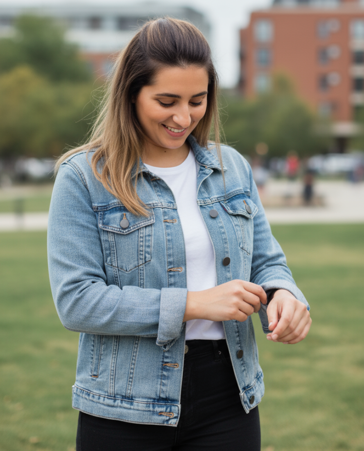 GUARDED by HEND SHEHATA, digitally printed on DENIM products: throw pillows, aprons, table place mats, and hand-made Unisex Denim Jackets in 3 color choices