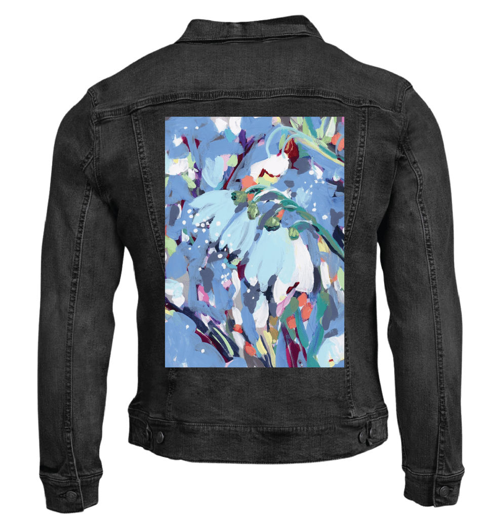 JANUARY BIRTH FLOWER by PAIGE FLOTTERUD custom denim jacket by DenimINK