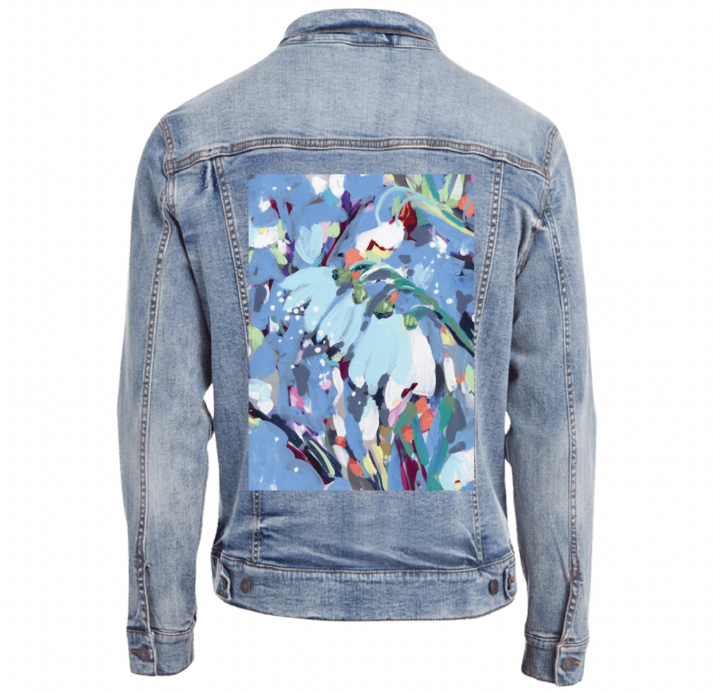 JANUARY BIRTH FLOWER by PAIGE FLOTTERUD custom denim jacket by DenimINK