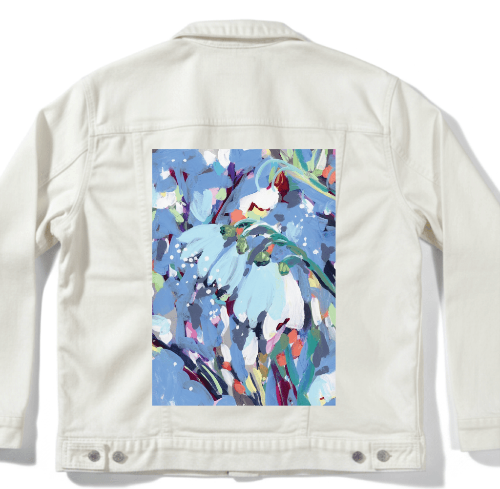 JANUARY BIRTH FLOWER by PAIGE FLOTTERUD custom denim jacket by DenimINK