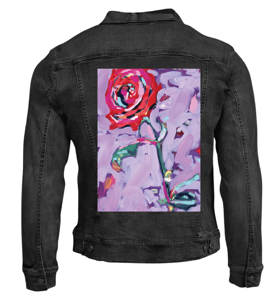 JUNE BIRTH FLOWER by PAIGE FLOTTERUD custom denim jacket by DenimINK