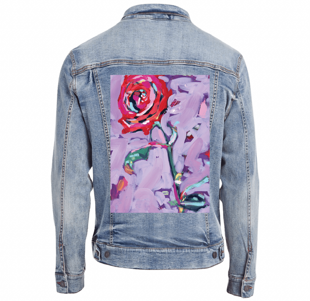JUNE BIRTH FLOWER by PAIGE FLOTTERUD custom denim jacket by DenimINK