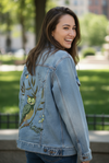 MOONLIT OWL by THEARTICSOUL, digitally printed on a hand-made Unisex Denim Jacket