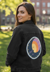 MOONPHASE by HEND SHEHATA, digitally printed on a hand-made Unisex Denim Jacket