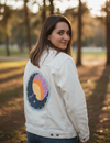 MOONPHASE by HEND SHEHATA, digitally printed on a hand-made Unisex Denim Jacket
