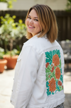 MUMS by KITSCH AND CURATE, digitally printed on a hand-made Unisex Denim Jacket